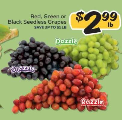 Red, Green or Black Seedless Grapes