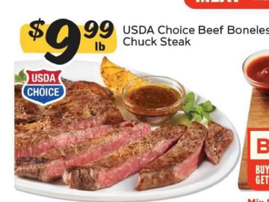 USDA Choice Beef Boneless Chuck Steak