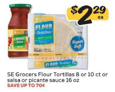 SE Grocers Flour Tortillas or Salsa/Picante Sauce