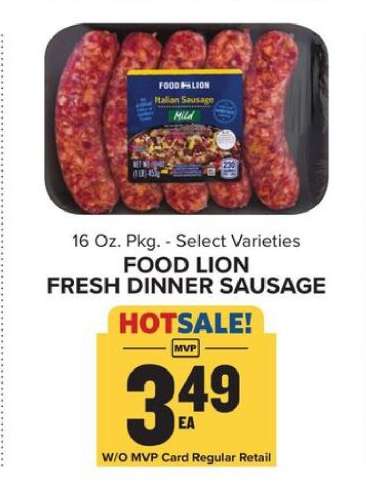 FOOD LION FRESH DINNER SAUSAGE