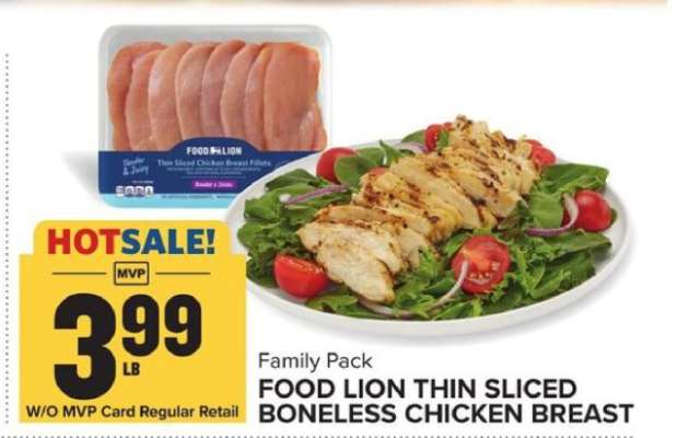 Food Lion Thin Sliced Boneless Chicken Breast