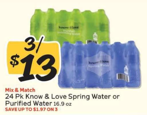 24 Pk Know & Love Spring Water or Purified Water