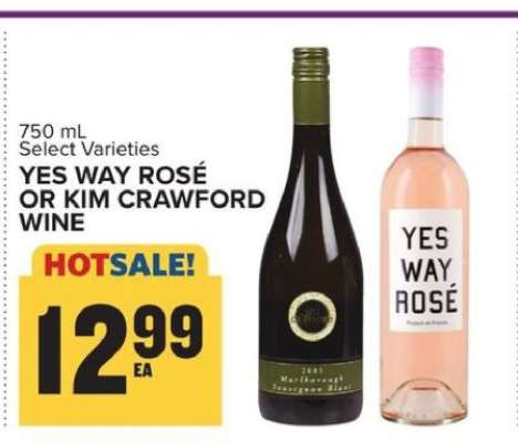 YES WAY ROSÉ OR KIM CRAWFORD WINE