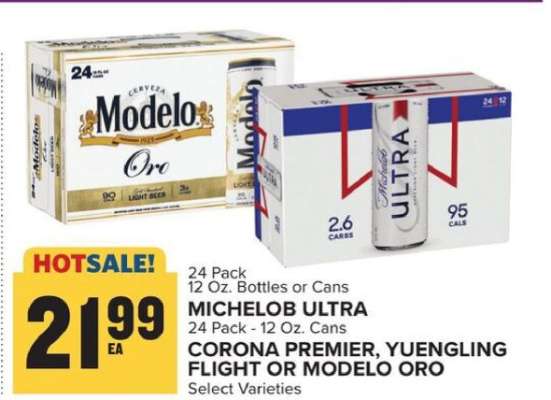 Michelob Ultra, Corona Premier, Yuengling Flight or Modelo Oro