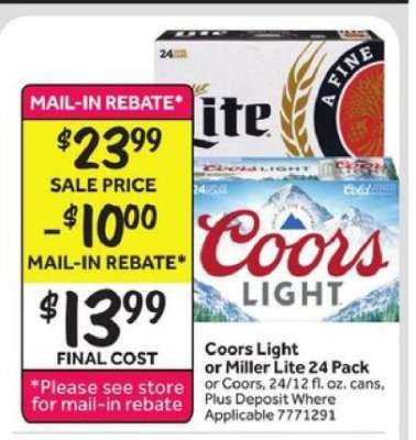 Coors Light or Miller Lite 24 Pack