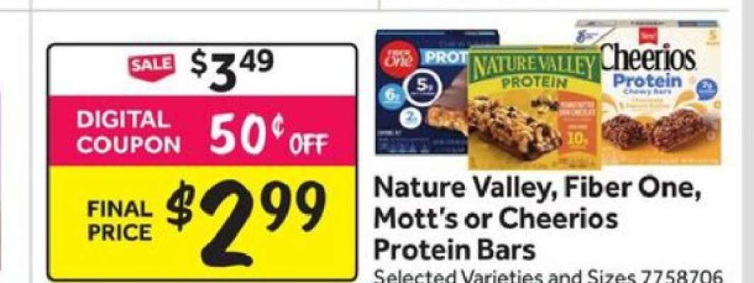 Nature Valley, Fiber One, Mott's or Cheerios Protein Bars