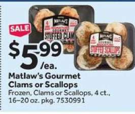 Matlaw’s Gourmet Clams or Scallops