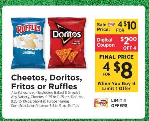 Cheetos, Doritos, Fritos or Ruffles
