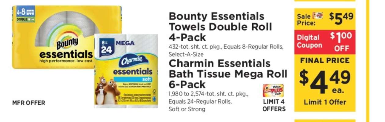 Bounty Essentials Towels Double Roll 4-Pack