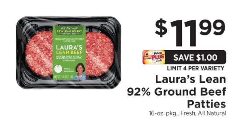 Laura’s Lean 92% Ground Beef Patties