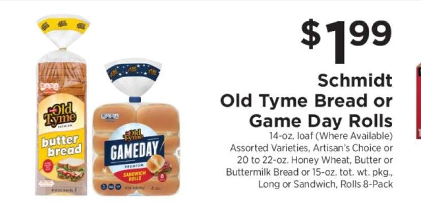 Schmidt Old Tyme Bread or Game Day Rolls