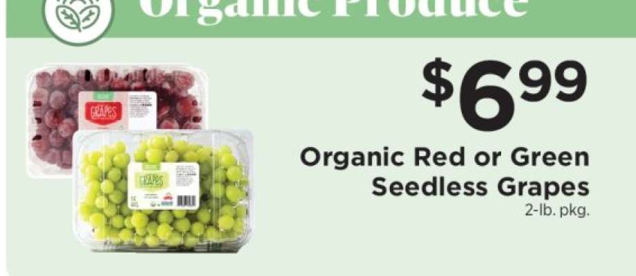 Organic Red or Green Seedless Grapes