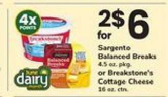 Sargento Balanced Breaks or Breakstone's Cottage Cheese