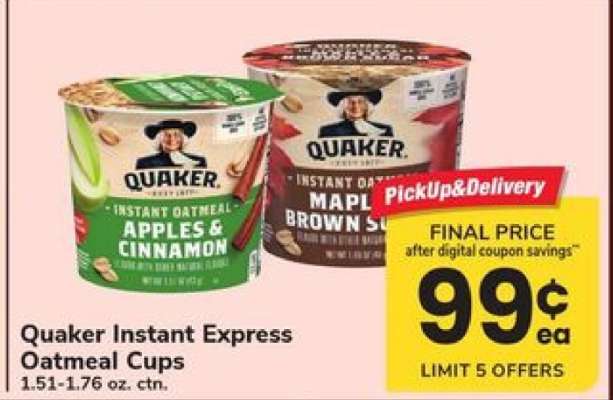 Quaker Instant Express Oatmeal Cups