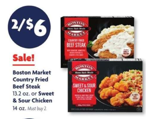 Boston Market Country Fried Beef Steak or Sweet & Sour Chicken