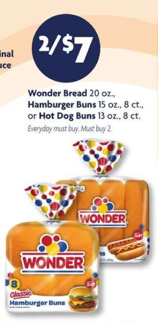 Wonder Bread, Hamburger Buns, or Hot Dog Buns