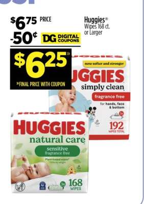 Huggies Wipes 168 ct. or Larger