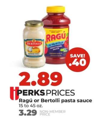 Ragú or Bertolli pasta sauce