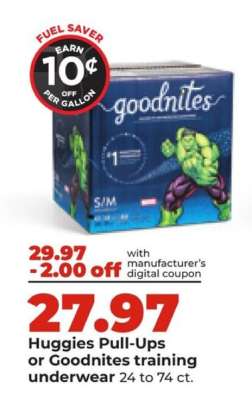 Huggies Pull-Ups or Goodnites training underwear