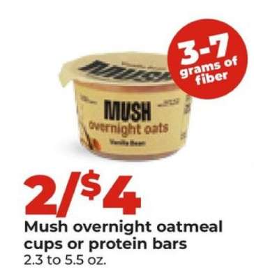 Mush overnight oatmeal cups or protein bars