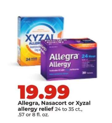 Allegra, Nasacort or Xyzal Allergy Relief
