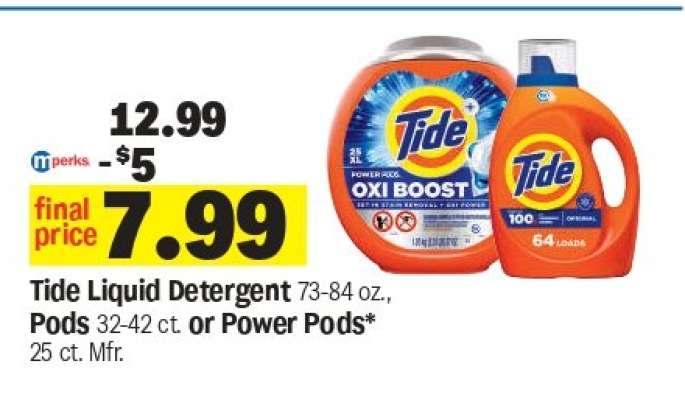 Tide Liquid Detergent, Pods or Power Pods