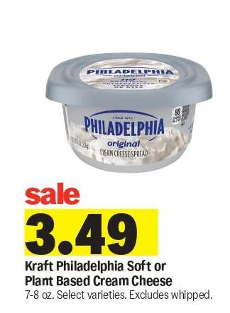 Kraft Philadelphia Soft or Plant Based Cream Cheese