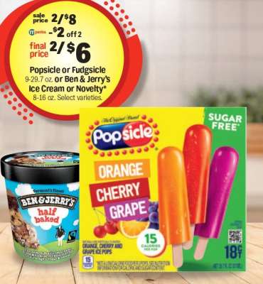 Popsicle or Fudgsicle or Ben & Jerry's Ice Cream or Novelty