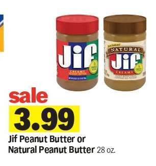 Jif Peanut Butter or Natural Peanut Butter