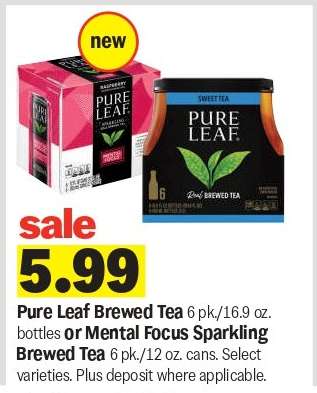 Pure Leaf Brewed Tea or Mental Focus Sparkling Brewed Tea