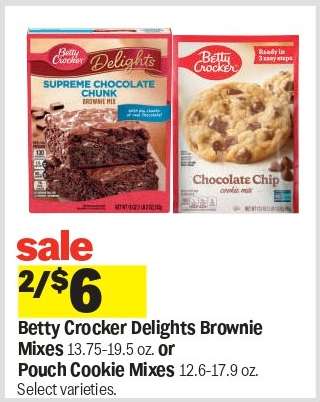 Betty Crocker Delights Brownie Mixes or Pouch Cookie Mixes