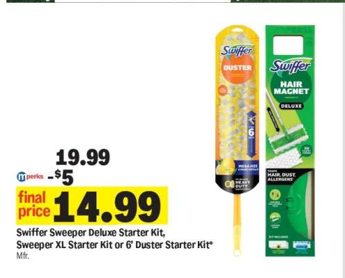 Swiffer Sweeper Deluxe Starter Kit, Sweeper XL Starter Kit or 6’ Duster Starter Kit