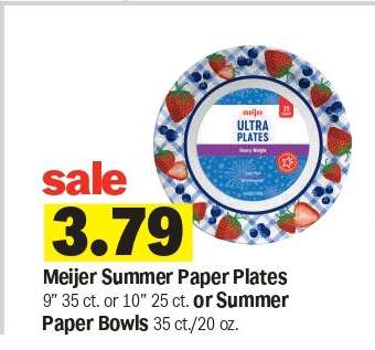 Meijer Summer Paper Plates or Summer Paper Bowls