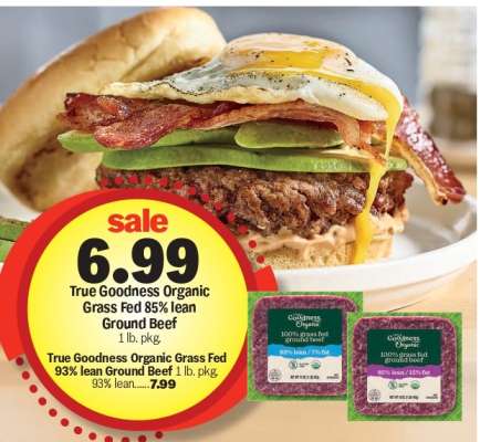 True Goodness Organic Grass Fed 85% lean Ground Beef
