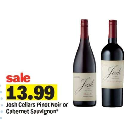Josh Cellars Pinot Noir or Cabernet Sauvignon