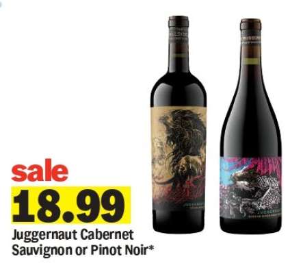 Juggernaut Cabernet Sauvignon or Pinot Noir
