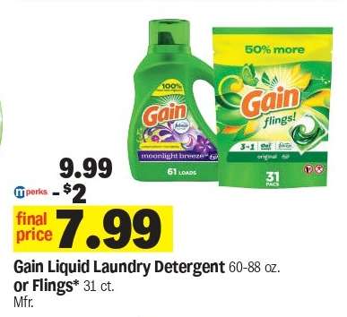 Gain Liquid Laundry Detergent Or Flings