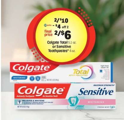 Colgate Total or Sensitive Toothpastes