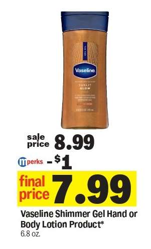 Vaseline Shimmer Gel Hand or Body Lotion Product