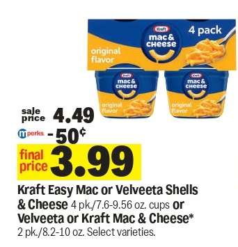 Kraft Easy Mac or Velveeta Shells & Cheese*