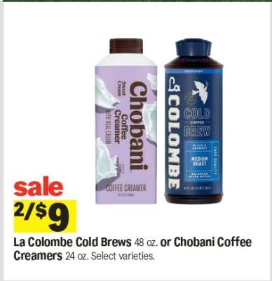 La Colombe Cold Brews or Chobani Coffee Creamers
