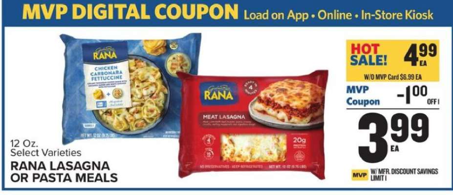 Rana Lasagna or Pasta Meals