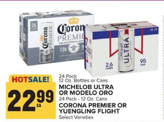 Michelob Ultra or Modelo Oro, Corona Premier or Yuengling Flight