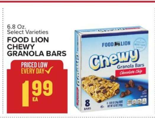 FOOD LION CHEWY GRANOLA BARS