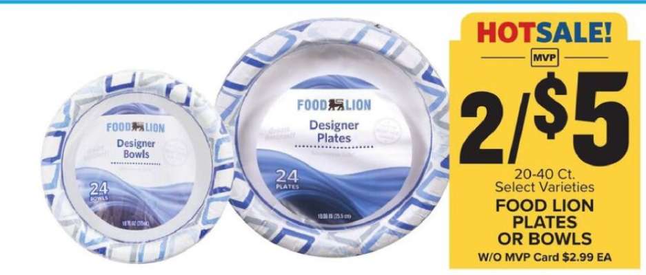 Food Lion Plates or Bowls