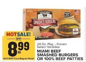 Miami Beef Smashed Burgers or 100% Beef Patties