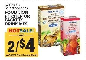 FOOD LION PITCHER OR PACKETS DRINK MIX