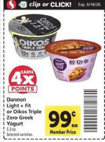 Dannon Light + Fit or Oikos Triple Zero Greek Yogurt