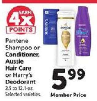 Pantene Shampoo or Conditioner, Aussie Hair Care or Harry's Deodorant