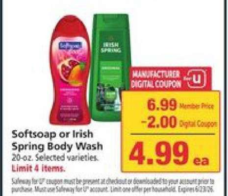 Softsoap or Irish Spring Body Wash